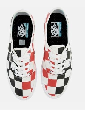 Vans Checkerboard Authentic Sneakers in Red, Black & White